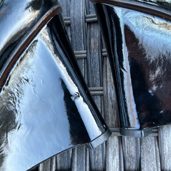 Stuart WEITZMAN Black Patent Leather Peep Toe Wedges - Picture 9 of 16